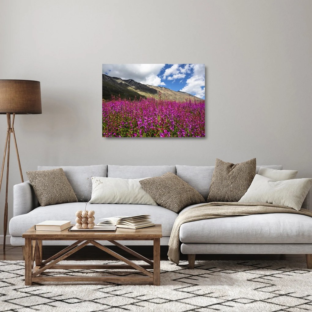 Hegyi rét tája (üvegen) (70x50 cm)