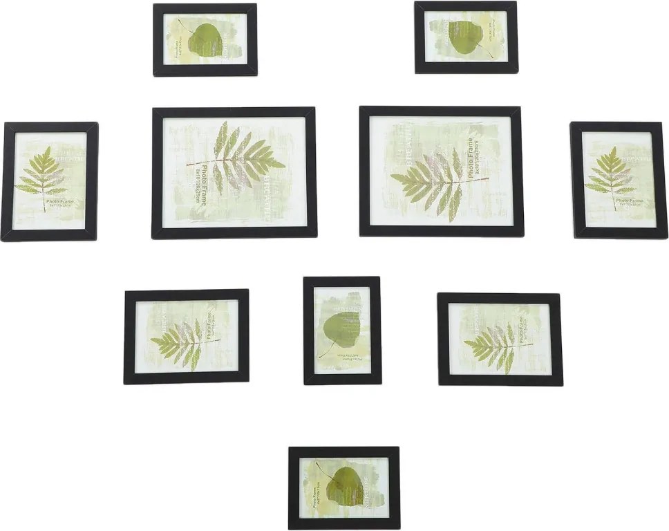 Képkeret 10 darabos készlet, 3 különböző méretben, fekete 28x23x1 cm / 20x15x1 cm / 18x13x1 cm
