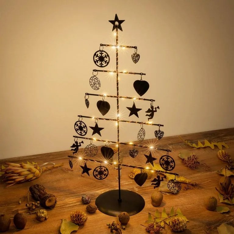 Dekoratív karácsonyfa 25 LED meleg fehér - fekete