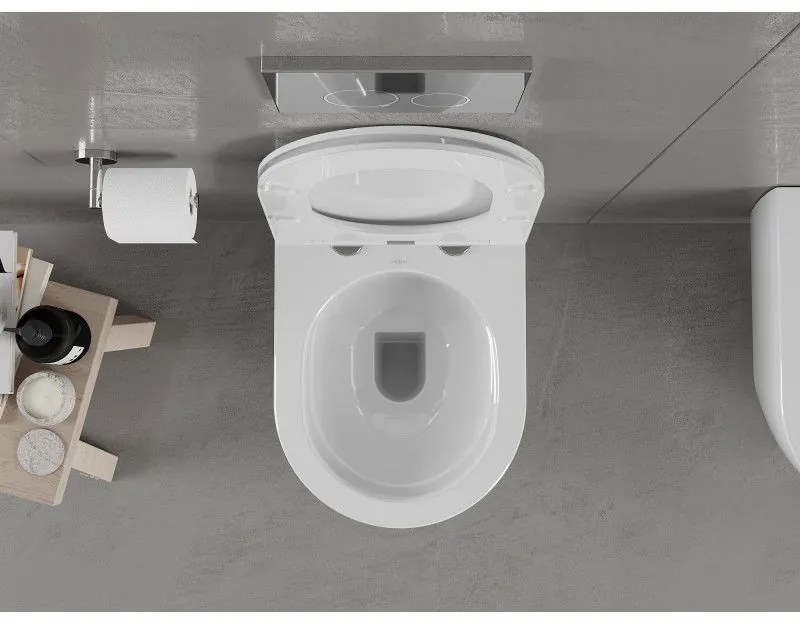 Mexen Carmen függő WC Perem nélküli WC vékony ülőkével hőre keményedő, fehér - 30880300