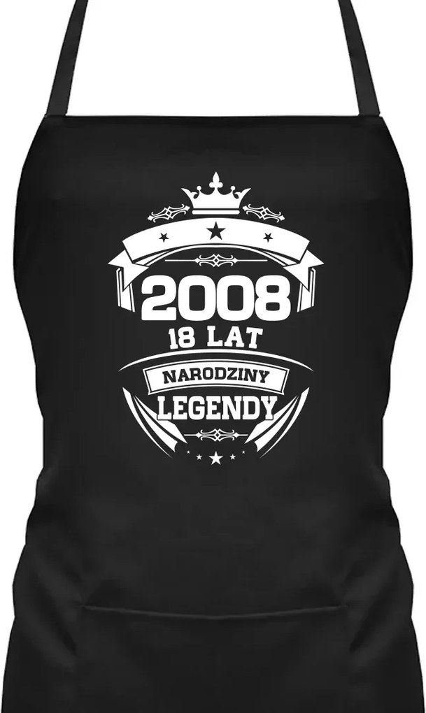 2008 Egy legenda születése 18 éves Nyomtatott Kötény Ajándék 18. Születésnapra