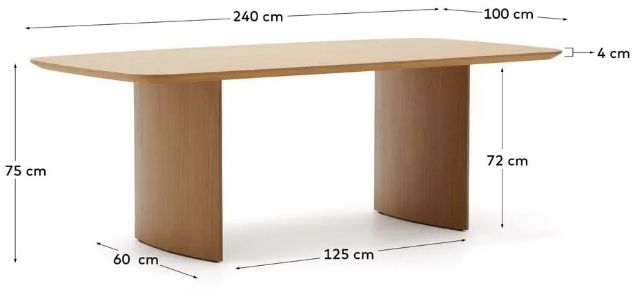 Natúr színű étkezőasztal tölgyfa dekorral 100x240 cm Litto – Kave Home