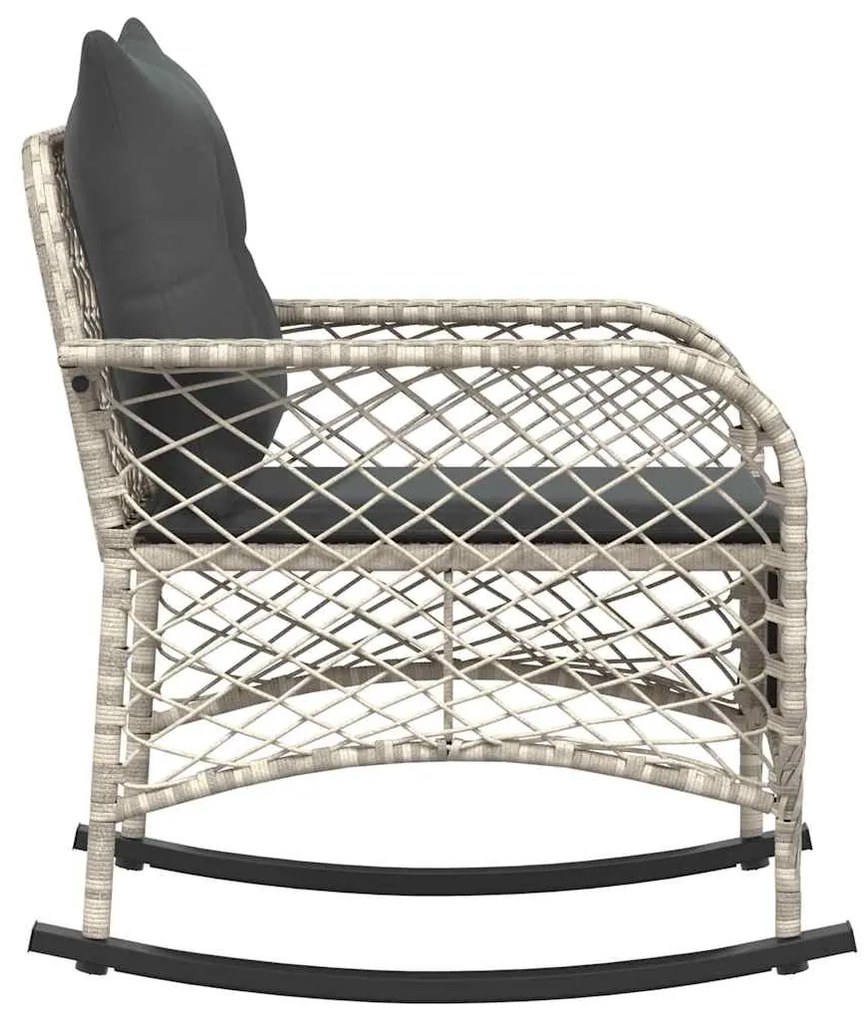 szürke polyrattan kerti hintaszék párnákkal