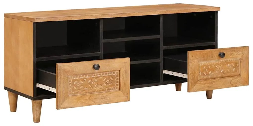 TV szekrény fiókkal Világosbarna 100 x 33 x 46 cm tömör mangófa