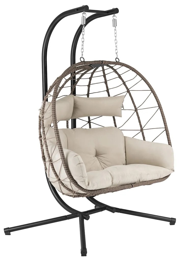 Juskys Aria rattan függő dupla fotel - bézs