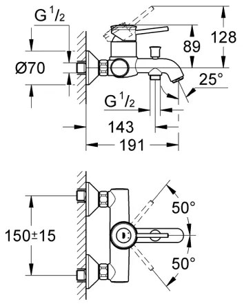 GROHE 32865000 - BAUCLASSIC DN 15 kádcsaptelep, fényes króm