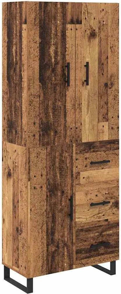 vidaXL Magasfiú 2 pcs Öreg fa 69,5 x 34 x 180 cm Műanyag Fa és Üveg