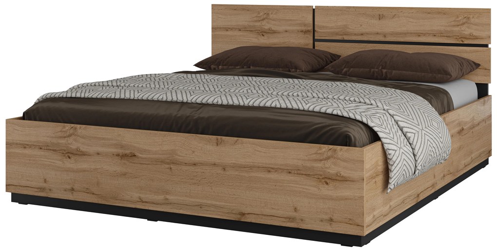 Franciaágy 180 cm Crossroad S32 (wotan tölgy + fekete). 1118257