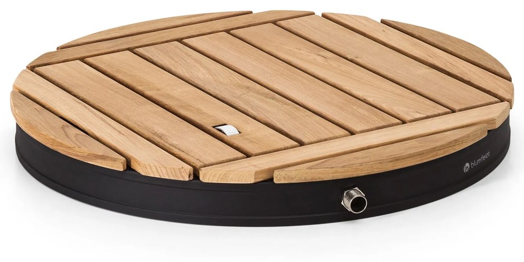 Blumfeldt Sumatra Teak Round, kerti zuhanyzó, alumínium, teakfa, fogantyú