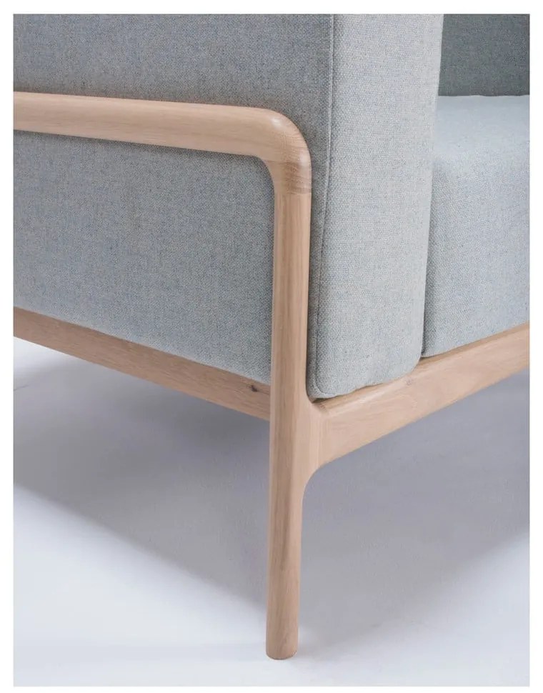 Fawn tölgyfa fotel kékesszürke szövet ülőrésszel - Gazzda