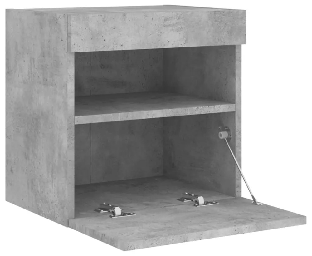 betonszürke falra szerelhető TV-szekrény LED-del 40x30x40 cm