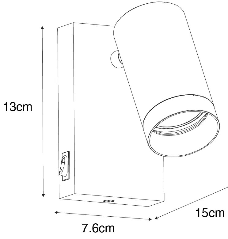 Fali lámpa fekete arannyal állítható kapcsolóval - Jeana Luxe