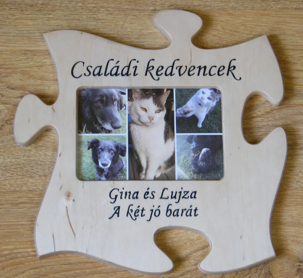 Puzzle képkeret egyedi gravírozott felirattal