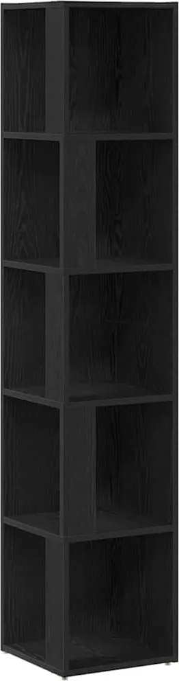 vidaXL Sarokpolcok Fekete tölgy 33 x 33 x 164,5 cm Faanyag