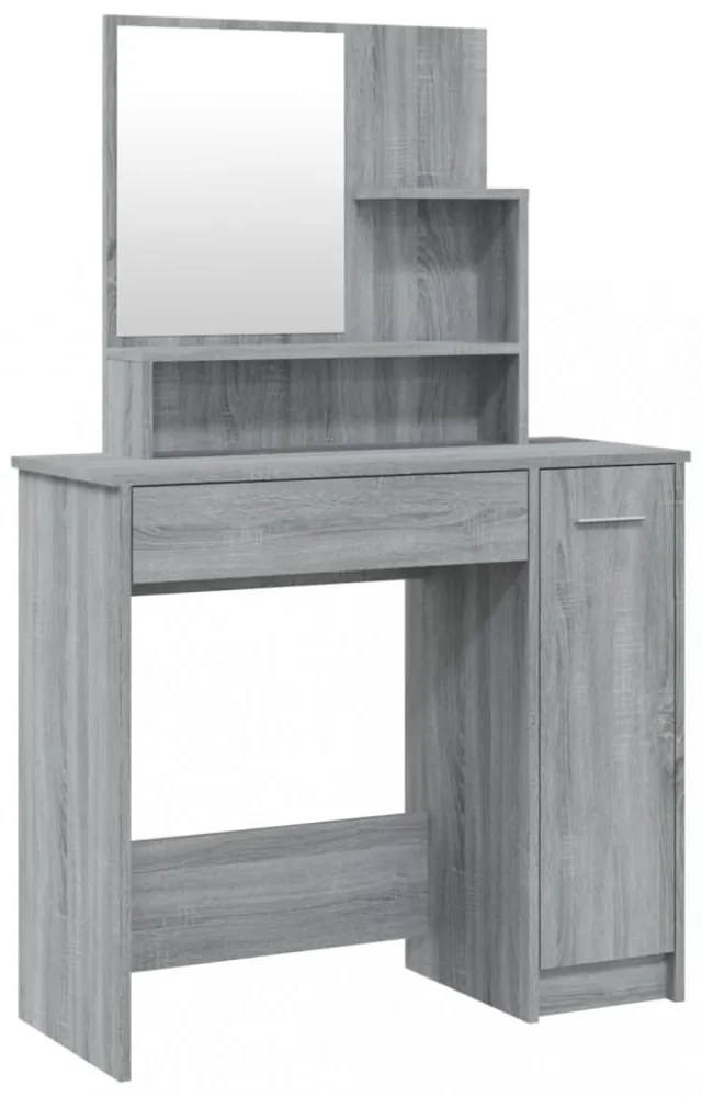 szürke sonoma színű fésülködőasztal tükörrel 86,5 x 35 x 136 cm