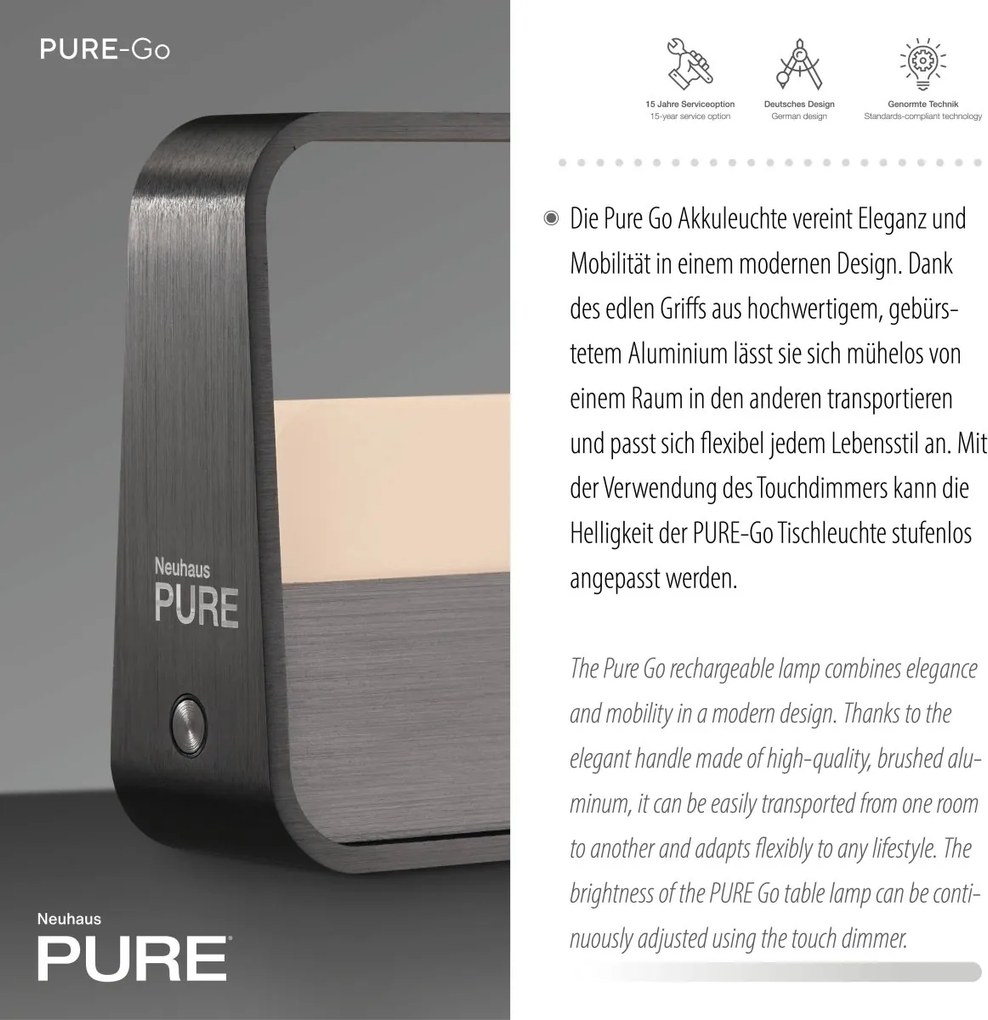 Paul Neuhaus modern asztali lámpa pure go szürke pln4055-15