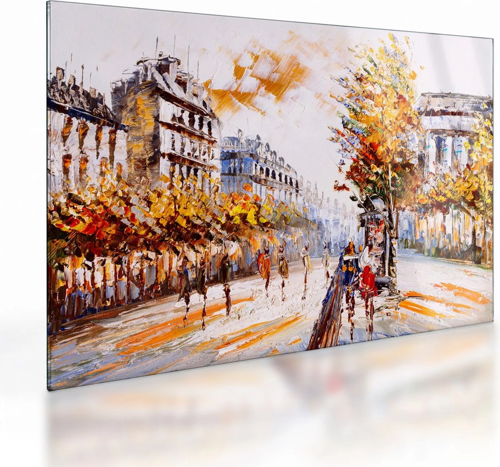 Kép - Utca Párizsban (üvegen) (70x50 cm)