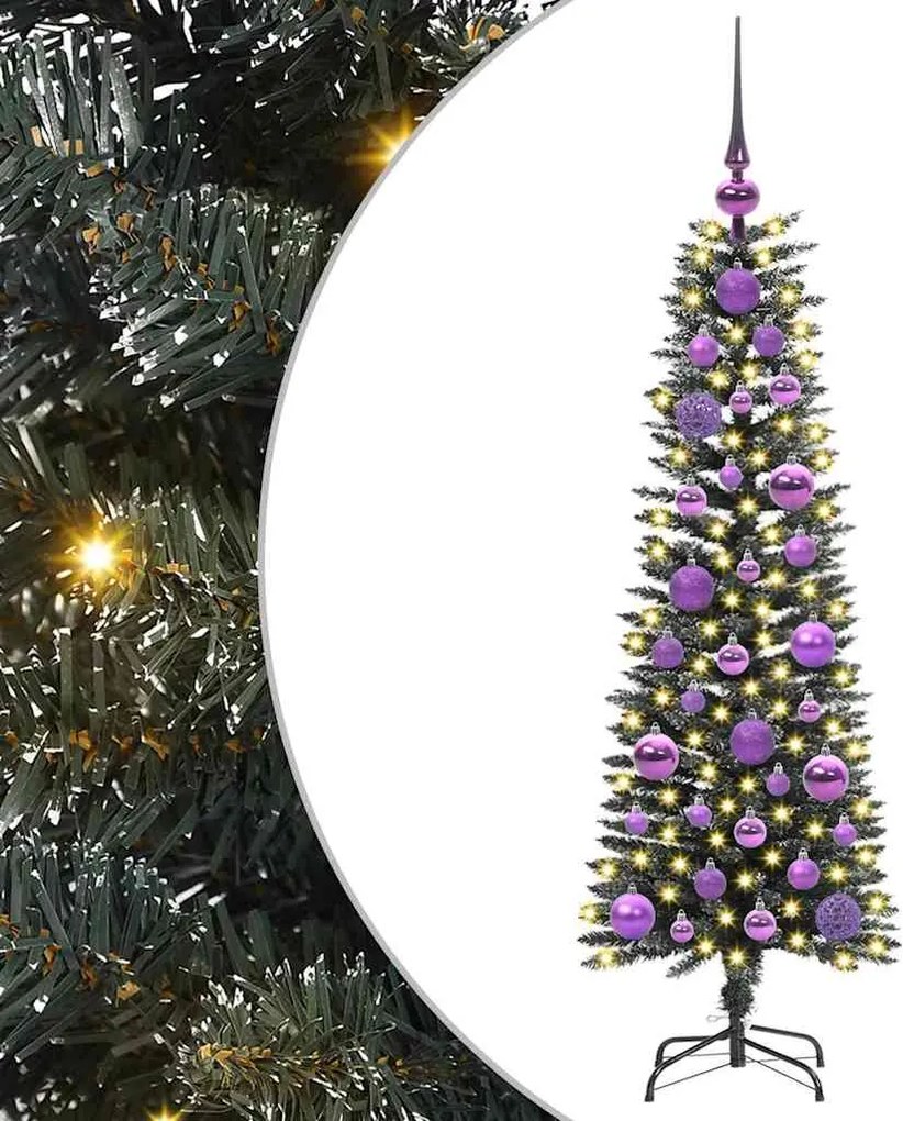 vidaXL Mű karácsonyfa 150 LED-del Zöld 120 cm PVC és Műanyag és Acél