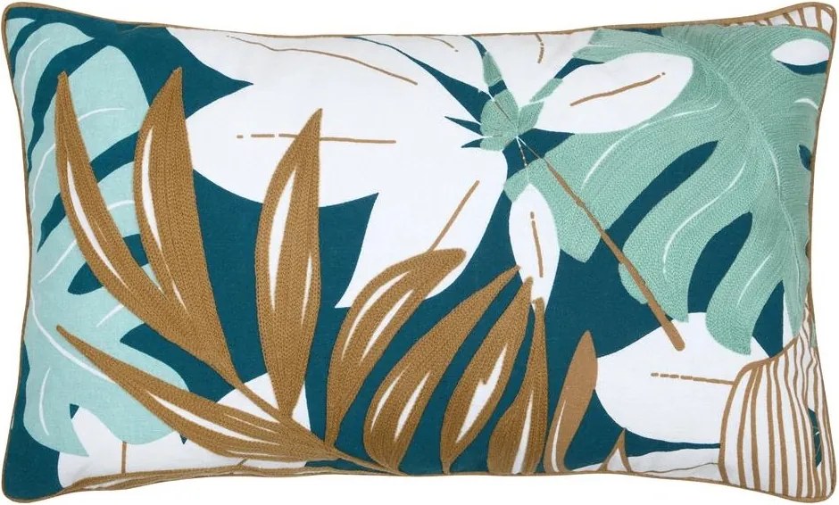 Aloha díszpárna 30x50 cm Boho trópusi levelek, boglárka betéttel