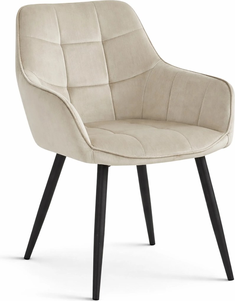 Étkezőfotel VARSI VELVET fekete lábakkal, bézs