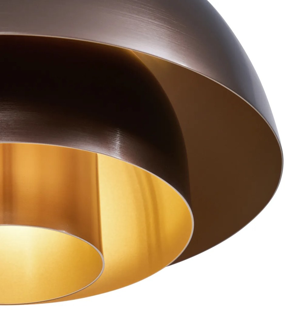 Skandináv függőlámpa sötét bronz színben, arany belsővel - Loes