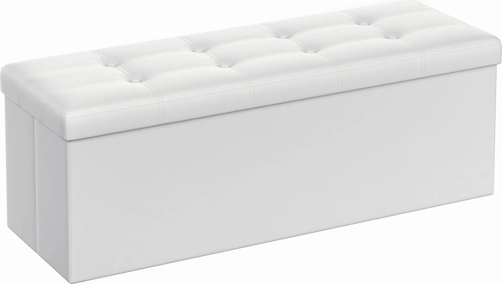 Stílusos tároló puff 107x38x38cm, tárolóval, fehér