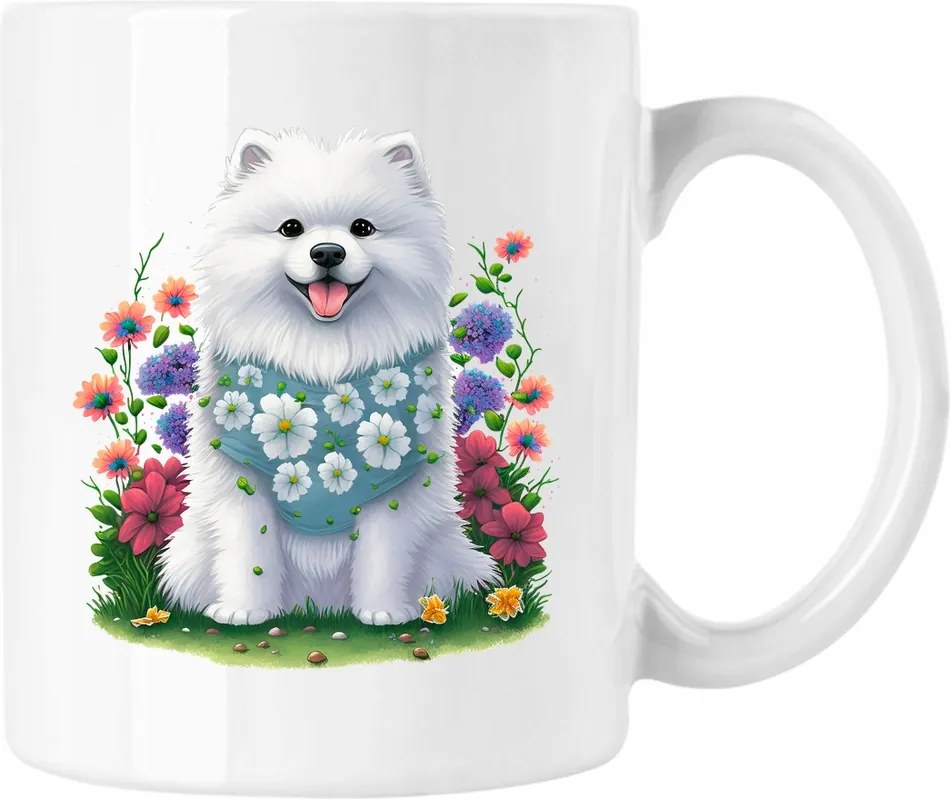 Bögre Kutya Virágok Művészet 8 Fehér 330ml