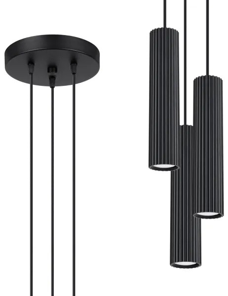 Sollux SL.1576 - Csillár zsinóron KARBON 3xGU10/10W/230V fekete