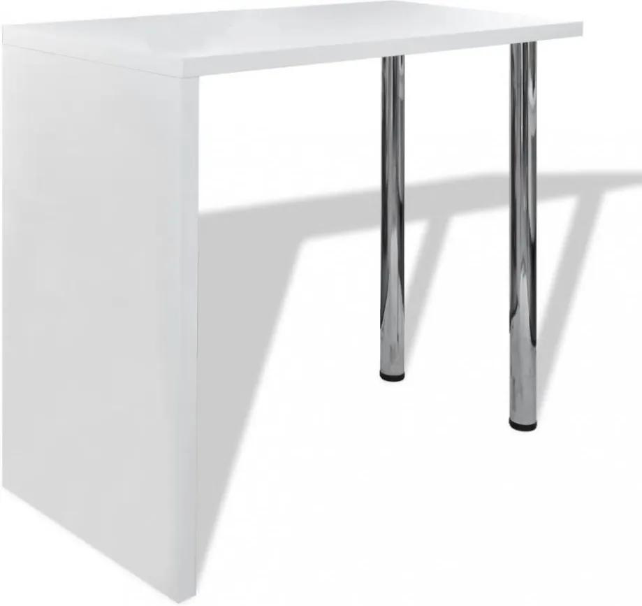 Magasfényű fehér mdf bárasztal 2 acél lábbal