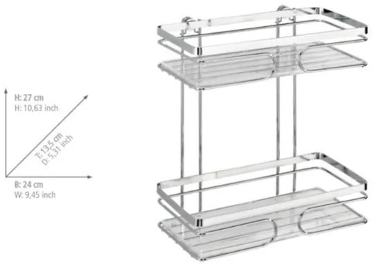 WENKO 20410100-PREMIUM rozsdamentes acél polc 24x27 cm, rozsdamentes/ezüstszínű