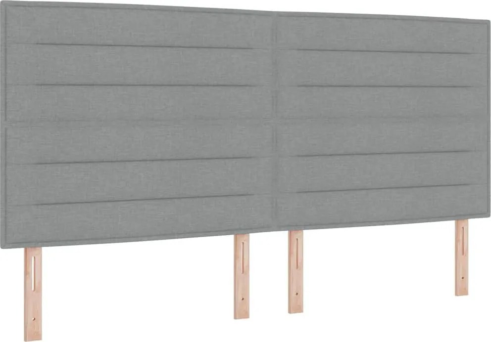 vidaXL Boxrugós ágy matracmal leddel Világosszürke 200 x 200 cm szövet