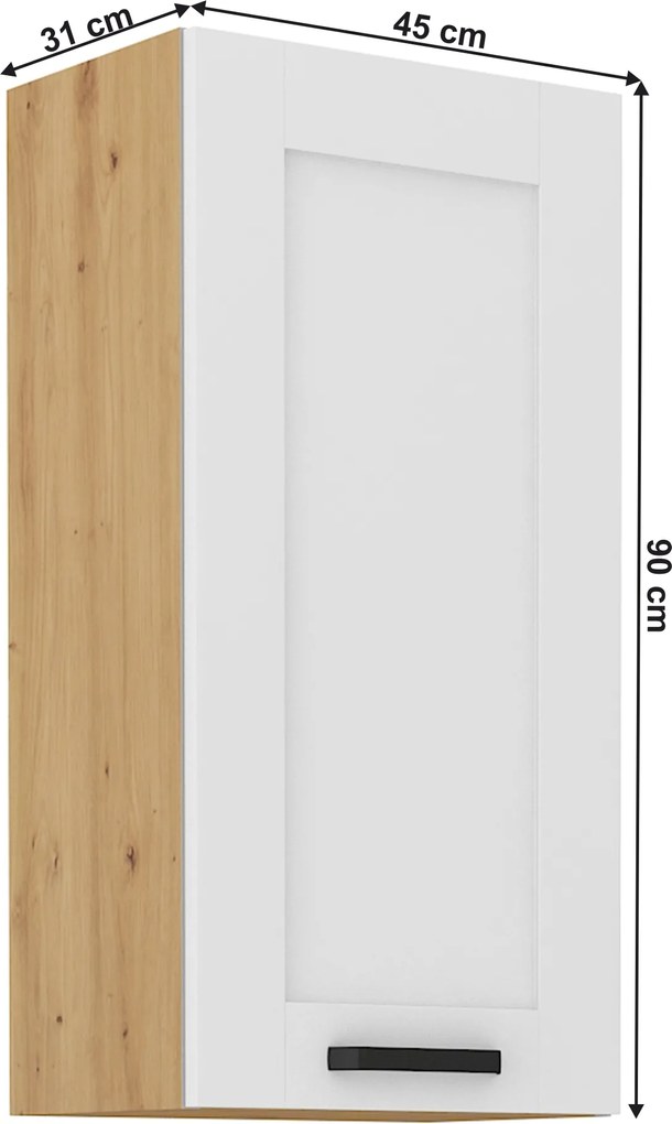 Felső szekrény, fehér/artisan tölgy, LULA 45 G-90 1F