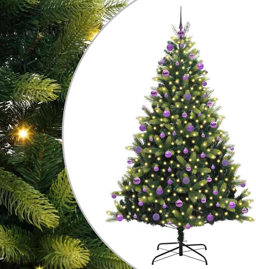 vidaXL Mesterséges Hajlított Karácsonyfa 300 LED-del Zöld 210 cm