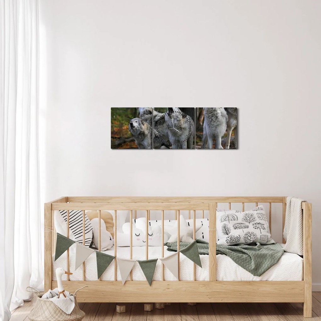 Kép - Farkasok a sziklán (órával) (90x30 cm)