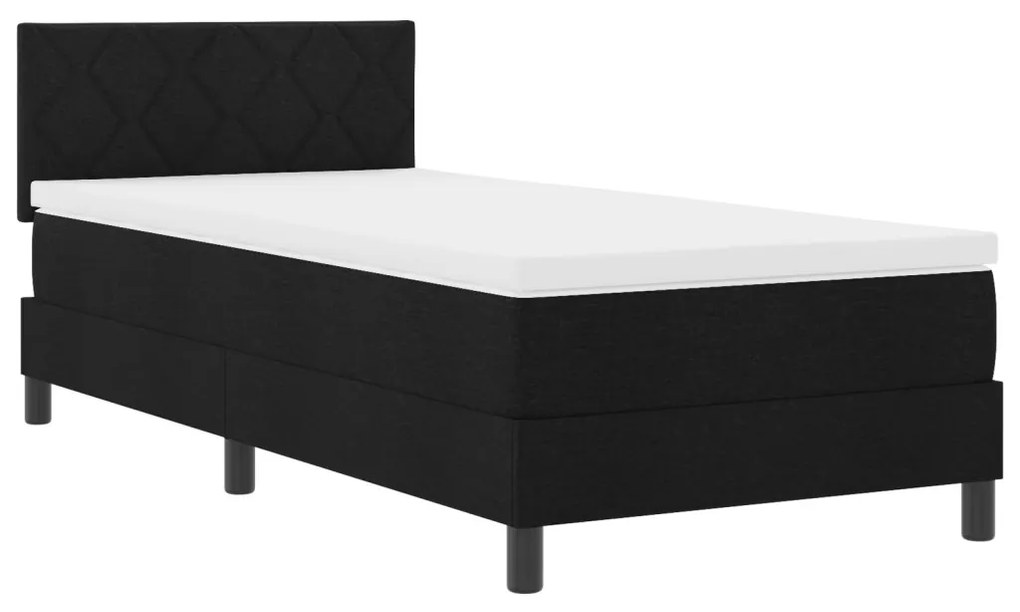 Box Spring Ágy Matraccal & LED Fekete 90x190 cm Szövet