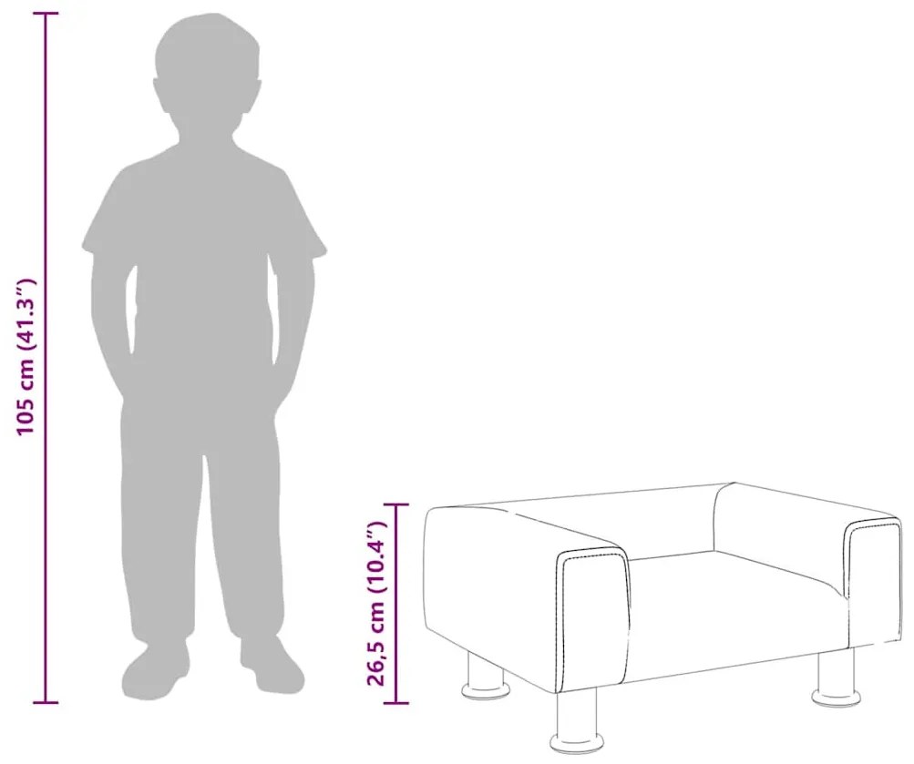 fekete bársony gyerekkanapé 50 x 45 x 26,5 cm