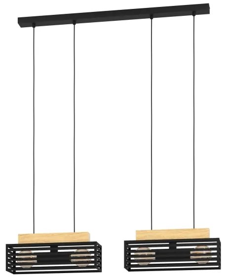 Eglo 390164 - Csillár zsinóron CIDRAZ 4xE27/40W/230V fekete/barna