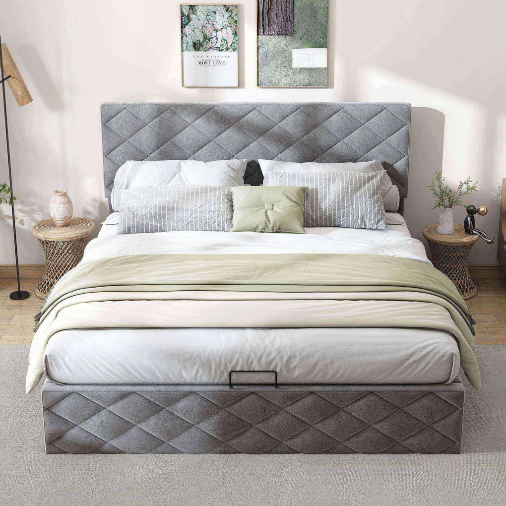 Ágy szoftverrel Ágy hidraulikus funkcióval 140x200cm szürke