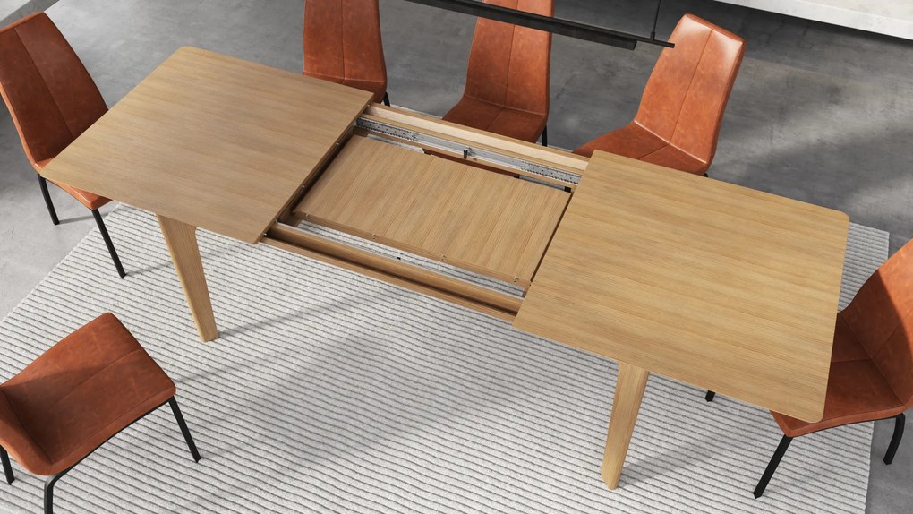 Mazzoni BARI Természetes Tölgy 180x90 cm (+2 db 45 cm-es bővítőlap) - 270 CM-IG BŐVÍTHETŐ JAPÁN/SKANDINÁV STÍLUSÚ FA ASZTAL