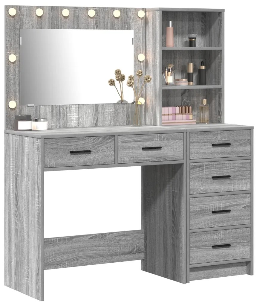Öltözködőasztal Világosszürke 78.5 x 41 x 135 cm Faanyag