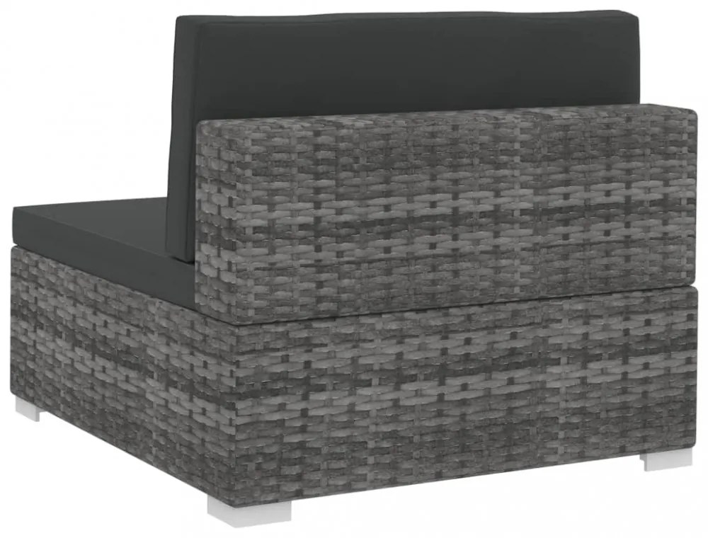 3 részes szürke polyrattan kerti kanapészett párnákkal