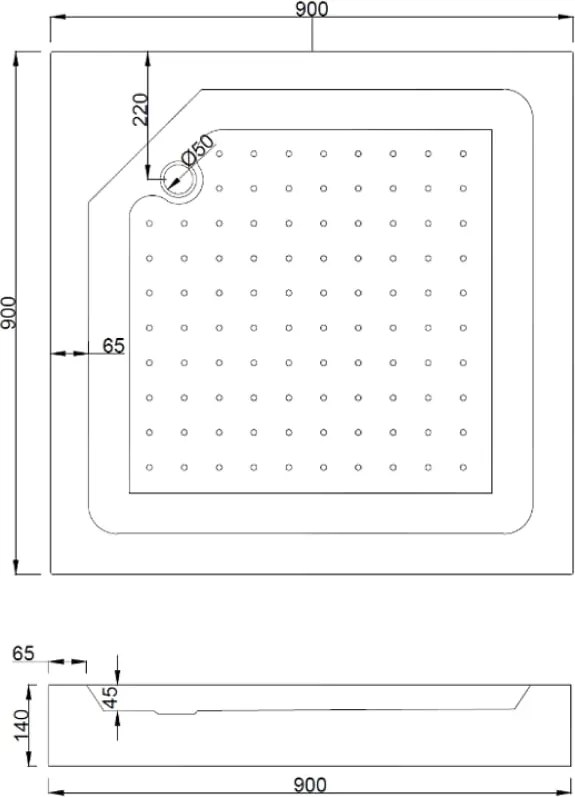 Mexen Rio 90 x 90 cm-es négyzet alakú zuhanykabin, fekete csíkok, fekete + zuhanytálca, fehér - 860-090-090-70-20-4510
