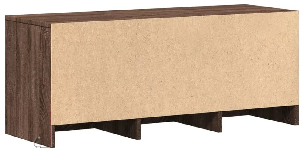 barna tölgy színű szerelt fa TV-szekrény LED-del 97x34x40 cm