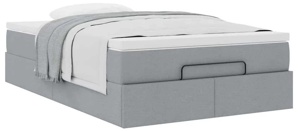 Ottomán ágykeret matraccal világosszürke 120x190 cm szövet