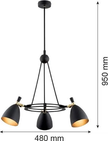 ARGON 6149 CHARLOTTE Modern Csillár Fekete, Sárgaréz E27 IP20