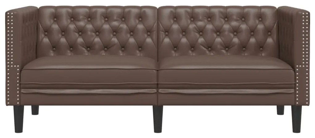2 személyes barna műbőr Chesterfield kanapé
