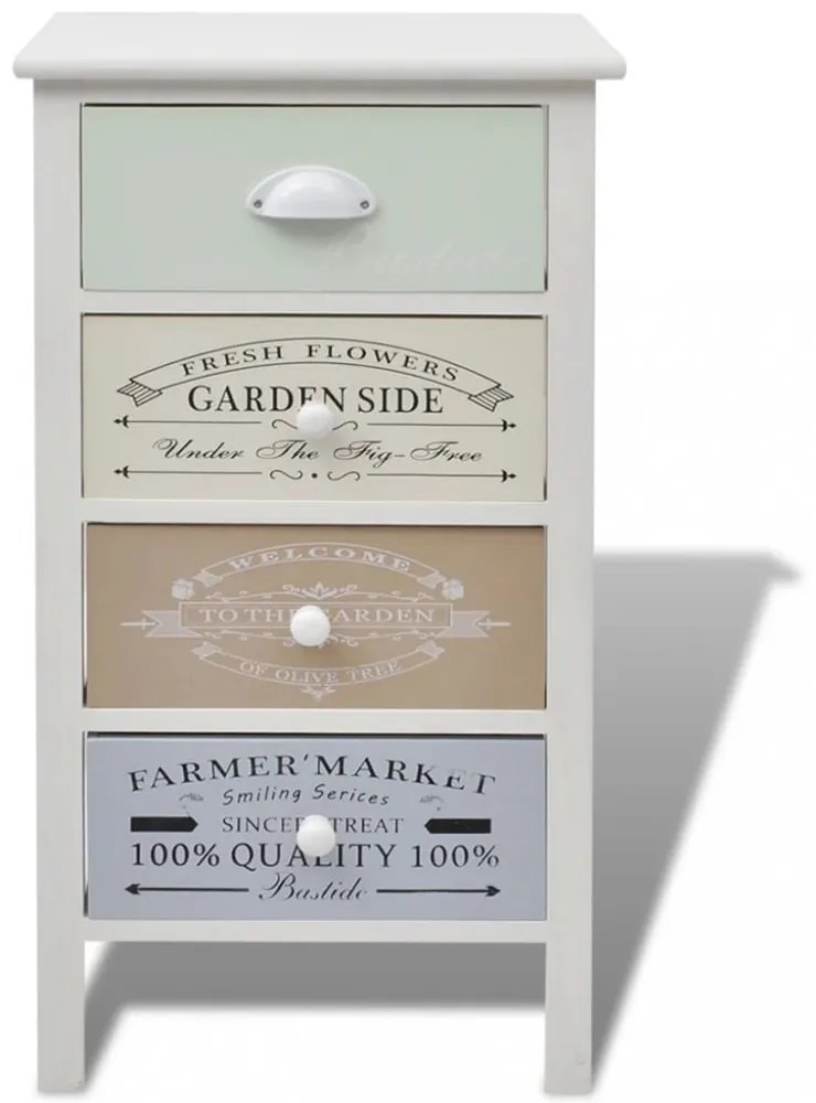 vidaXL 4 fiókos francia stílusú fa tárolószekrény