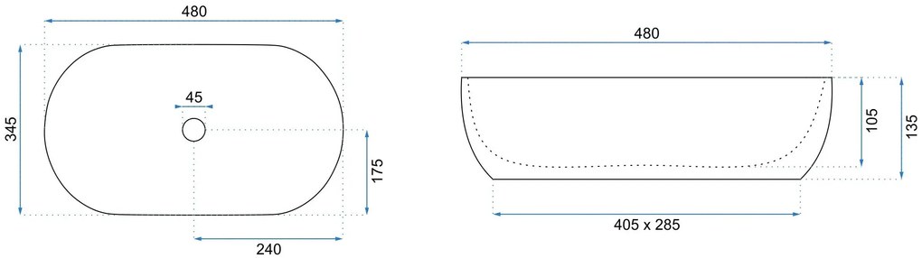 Rea Amelia Wood, asztali mosogató 480x345x135 mm, fautánzat-matt barna, REA-U5060