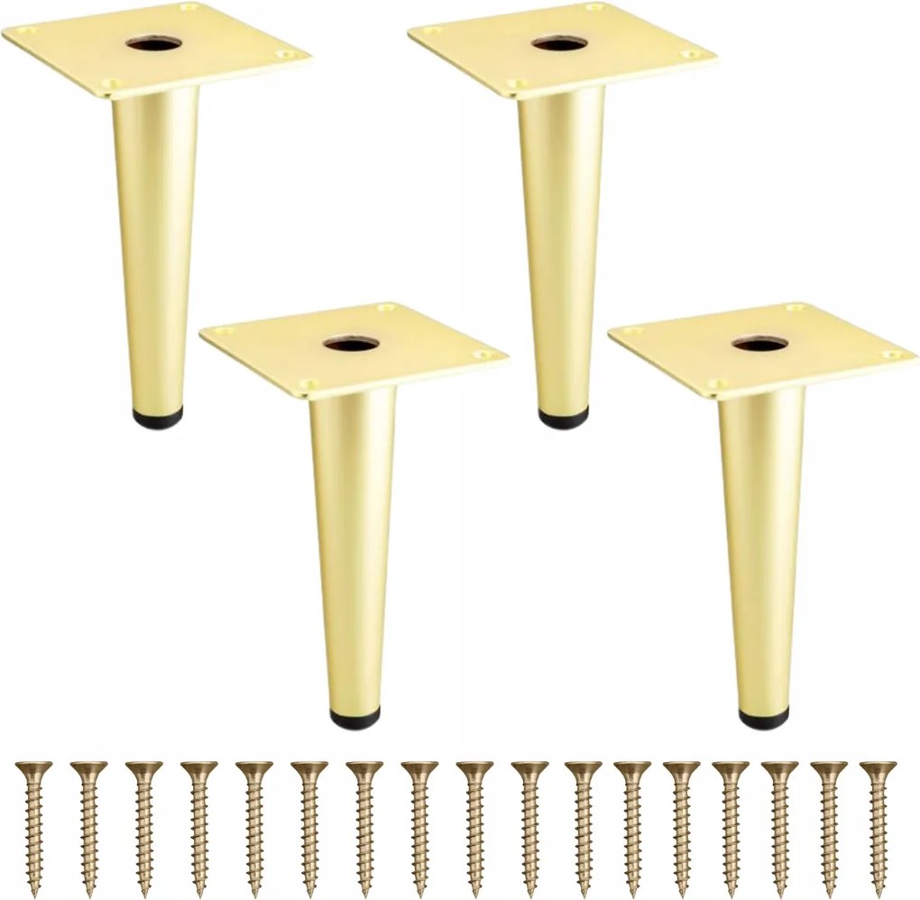Bútorlábak Fém arany matt Loft 4 Db Láb Gombostű L-150 Csavarok