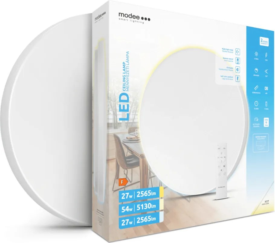 Modee Mennyezeti LED Lámpa 2x27W 3CCT D380x65mm + rem. A-B201 (5130 lumen)